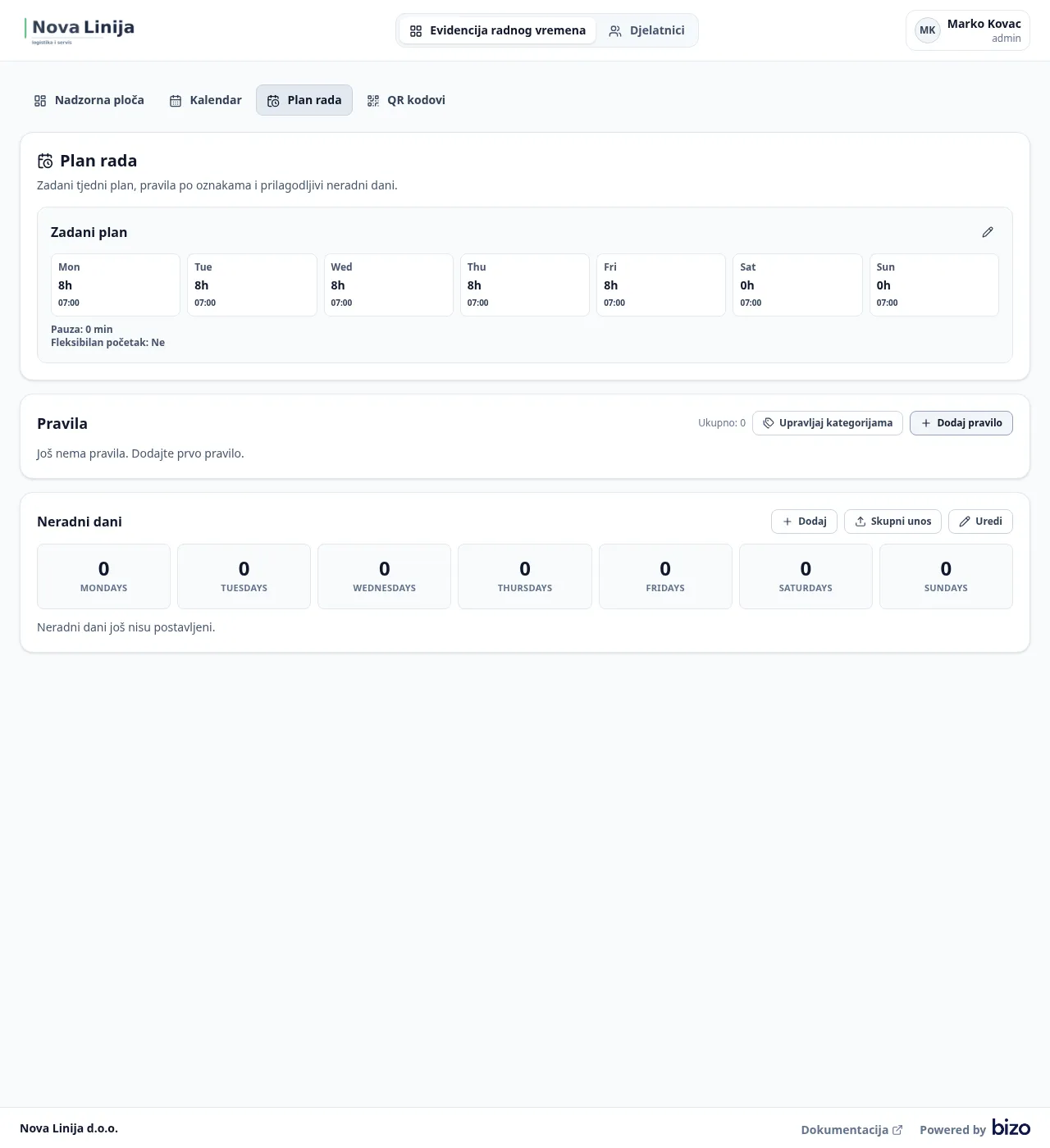 Work plan screenshot
